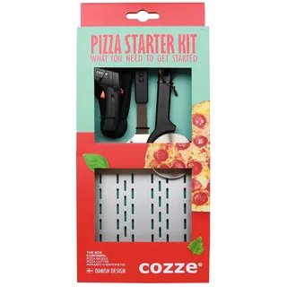 Cozze® Pizza Starter-Set, 3-teilig mit 1x Pizzaschaufel / 1x Infrarot-Thermometer / 1x Pizzaschneider