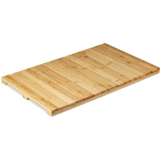 Relaxdays Bambusmatte für Badezimmer, Stopper, hygienisch, feuchtigkeitsbeständig, Fußmatte 40x65 cm,