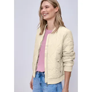 Kurzjacke STREET ONE, Damen, Gr. 44, powder beige, Stoff, Obermaterial: 100% Polyester. Futter: 100% Polyester. Füllung: 100% Polyester, unifarben, comfort fit normal, Rundhals, Bündchen, Jacken Kurzjacke, mit Rundhalsausschnitt