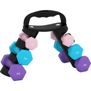 SPORTNOW Hantelset 3 Paar 1kg - 12kg Hanteln mit Ständer, Hantel-Set, Hexagon Hanteln Set, Kurzhanteln für Männer Frauen, Dumbbell für Fitnessstudio, Krafttraining   Aosom