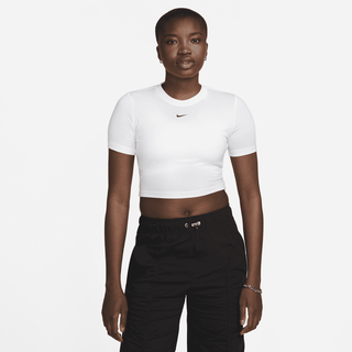 Nike Sportswear Essential Kurz-T-Shirt mit schmaler Passform für Damen - Weiß, S (EU 36-38)