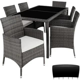 Tectake Rattan Sitzgruppe Porto 6-tlg. Grau