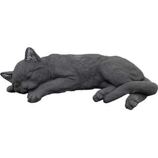 Stone and Style Steinfigur große Schwarze Katze schlafend Gartenfigur frostfest wetterfest