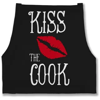 Shirtracer Kochschürze Kiss the cook I Geschenk Kochen, (1-tlg), Küchenschürze zum Kochen schwarz