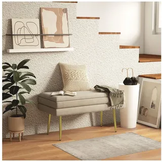 furnicato Polsterbank Sitzbank mit Stauraum 79,5x37,5x43 cm Beige (1-St), Samtige Polsterbank mit integriertem Stauraum und Stahlbeinen beige|braun