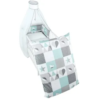 roba roba® Kinderbettwäsche 100 x 135 cm, in verschiedenen Motiven, Kissenbezug, Deckenbezug, Nestchen & Himmel grün