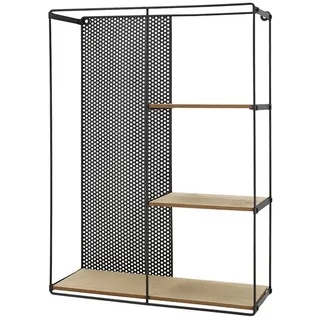 Spetebo Deko-Wandregal Metall Wandregal schwarz mit 3 Etagen - 50 x 40 cm, Packung 1-tlg., Deko Hänge Regal mit Holz Ablagen schwarz