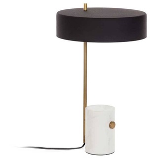 Design Tischlampe in Schwarz und Messingfarben weißem Marmorfuß
