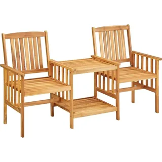 "Rabatt" Gartenstühle mit Teetisch und Kissen - für Balkon - Akazie Massivholz - Lounge-Dining set CC2648 - Blau
