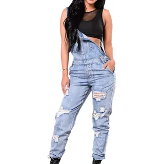Odot Damen Latzhose Jeans, Taschen Playsuit Lange Hosen Sexy Casual Breite Beine Hosen Loose Denim Baggy Spielanzug Latzjeans Jumpsuit Overalls