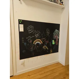 Magnettafel | Memotafel | Selbstklebend | Magnetleisten mit 5 Stück starke Magnete | Büro, Pinnwand, Fotowand, Dokumente Kühlschrank beschreibbar, abwischbar, magnetisch (schwarz, 100x50cm)