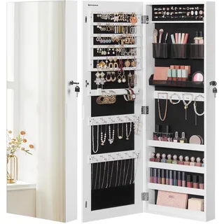 SONGMICS Schmuckschrank mit Spiegel, Hängeschrank, Ganzkörperspiegel