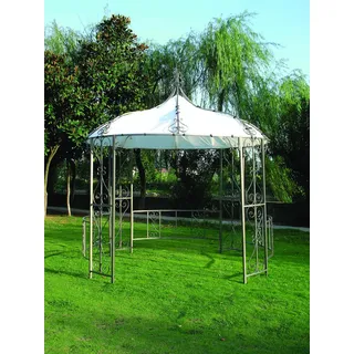 Pavillon rund 300cm weiß anthrazit Stahl wasserdicht Tropenstil Burma