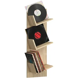VCM Holz Wandregal Wandboard mit drei großen Fächer Platz für 100 Schallplatten kann auch für Bücher verwendet werden Maße: H. 106 x B. 33 x T. 26 cm - Sulda