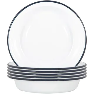 Argon Tableware Weißer Emaille Deep Bowls - 22,5cm - Marine - Pack Von 6