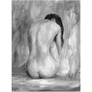 Wandbild ARTLAND "Figur in schwarz & weiß II" Bilder Gr. B/H: 60 cm x 80 cm, Alu-Dibond-Druck Frau Hochformat, 1 St., grau Kunstdrucke