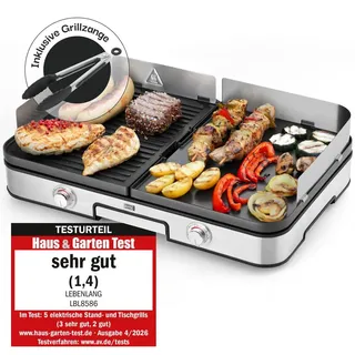 Lebenlang Elektrogrill Tischgrill 2400W schwarz/silber