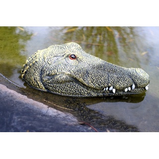LB H&F Lilienburg Teichfigur LB H&F Teichfigur Krokodil Kopf Schwimmtier Alligator, (Tierfigur Gartenteich Miniteich grün Teichdeko Krokodilkopf Pool Teich Gartendeko Teichtier), schwimmt, detailgetreu gearbeitet, Dekofigur 24x12cm grün
