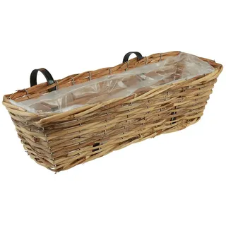 Viana Dekokorb Balkonkasten hängend Rattan Natur L51cm Blumenkasten Vintage