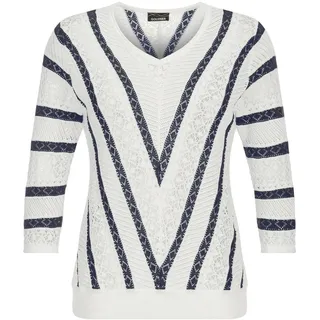 GOLDNER Ajourpullover mit Streifenmuster Weiß 52