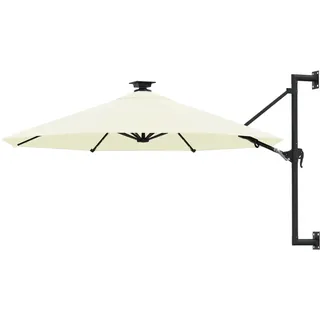 Sonnenschirm zur Wandmontage mit LEDs 300 cm Sandweiß