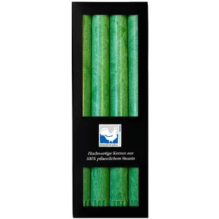 Premium Stearinkerzen Set (4er/8er) – Lange Stabkerzen 25x2,2 cm mit Kristall-Struktur – 100% Pflanzlich – 10h Brenndauer – Edle Tafelkerzen für Hochzeit, Deko, Gastro (Grün, 4er Pack)