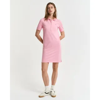 GANT Knielanges Polokleid mit Logo-Stitching, Pink, XXL