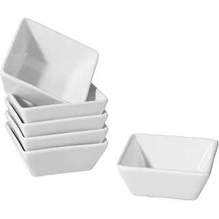 METRO Professional Tapasschalen groß, eckig, 6 Stück, weiß, geschirrset porzellan, Geschirr, Salatschüssel, Geschirr Set, Mikrowellengeschirr, Servierschüssel Set, für Salat, Suppe, Pasta