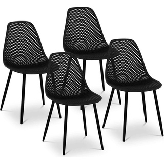 Fromm & Starck, Stühle, Stuhl 4er Set Kunststoff Lehnstuhl Stahlbeine bis 150 kg Designstuhl schwarz