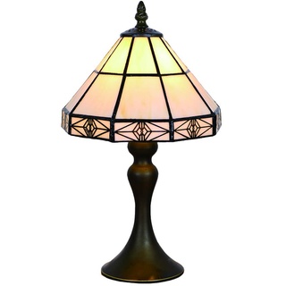 Tokira Tiffany Tischlampen 8 Zoll, E14 Vintage Weißer Einfacher Stil Glasmalerei Lampen für Wohnzimmer Schlafzimmer Nacht Modern(Ohne Glühbirnen)