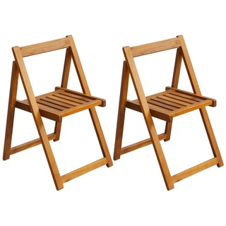 Tidyard 2 STK. Klappbare Gartenstühle Klappstuhl Holz Stuhl für Terrasse Balkon Massivholz Akazie
