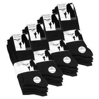 VCA 5-10-15 oder 20 Paar Original schwarze Herren Kellnersocken, Baumwolle, Spitze Handgekettelt, 1:1 Rippe - 39-42