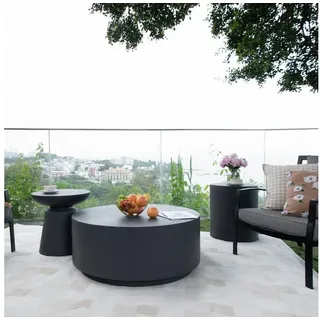 ELEMENTI Couchtisch ROME Betontisch rund, Gartentisch, Beistelltisch, Designmöbel (1 Tisch), wetterfest, pflegeleicht schwarz 45 cm x 51.5 cm x 45 cm