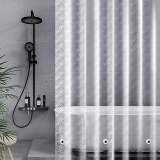 FACIACC Duschvorhang, Anti-schimmel Duschvorhänge, 183 x 183 cm Wasserdichter Badevorhang mit 3 Stärkere Magnete Unten, 3D Eva Antibakteriell Duschvorhang für Badewanne Dusche, 12 Haken