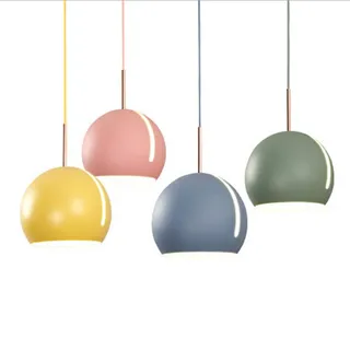 Rund Pendelleuchte Kronleuchter Esszimmer Esstisch Schwenkbar Verstellbar Kreativ Metall Eisen Schirm Bunt Hängelampe für Modern Küchen Flur Cafe Bar Studie Deckenleuchte E27 Deko 20*26cm (Grün)