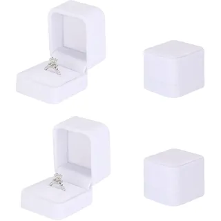 Manqyi 2 Stück Samt Ring Box, Velvet Ringbox, Ringschachtel Ringschatulle Klein, Schmuck Etui, Samt Schmuck Etui, Ring Geschenkbox, Schmuckkästchen für Paare, Heiratsantrag (Weiß)