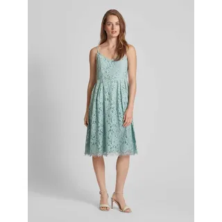 Knielanges Cocktailkleid mit Ausbrenner-Effekt, Oliv Melange, 32