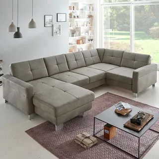 Wohnlandschaft Lounge Relax Sofa Polstercouch MP-IN20040 grau mit Funktion 351cm