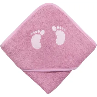 Erwin Müller Frottier Kinder-Kapuzenbadetuch mit Name - Kapuzenhandtuch inklusive Bestickung rosa Größe 80x80 cm - Badetuch für Baby - Fußabdruck - 100% Baumwolle