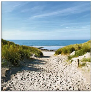 ARTland Wanddeko Glasbilder Wandbild Glas Bild einteilig Quadratisch Strand Meer Küste Nordsee Sand Dünen Natur Landschaft Maritim T9EX