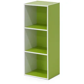 Furinno Luder 3-stufiges Bücherregal mit offenem Regal, Weiß/Grün