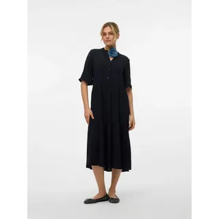 Vero Moda Sommerkleid VMEASY JOY 2/4 FRL CALF DRESS WVN GA Viskose, regular fit schwarz XS (34)