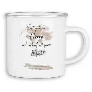 Christliche Emaille Tasse | Blechtasse Campingbecher Geschenk für Christen | Bibelvers