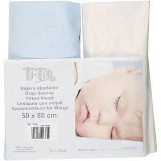 Ti Tin | 2er Packung Spannbetttücher für Kinderbett | 100% Baumwolle in Weiss | Verstellbar mit Gummizug | 70x 140 cm