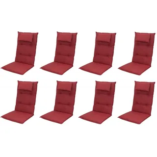 Doppler 8x 6998 Hochlehner Auflagen 120x50x8cm dick Kopfkissen rot