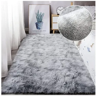 LuxusKollektion Hochflor-Teppich Teppich Shaggy Langflor Rutschfest Kinder Grau Weiß 80*120cm grau