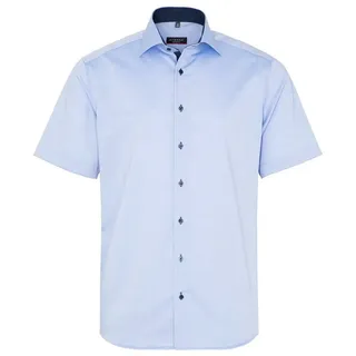 Eterna Klassische Bluse ETERNA MODERN FIT Kurzarm Hemd pinpoint mittelblau 8100-12-C13K blau 40cm Kragen 65cm Ärmellänge