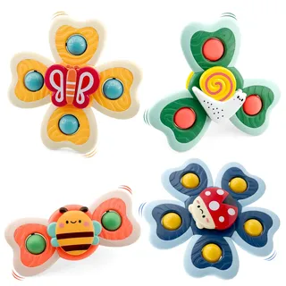 4 Stück Saugnapf Spielzeug Baby Sensorik Spielzeug Baby ab 3 Monate