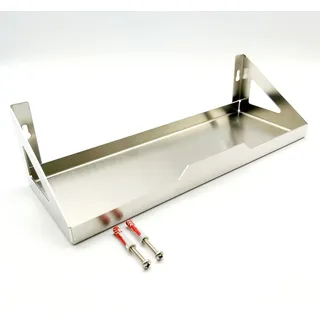HL-Perfektion-in-Edelstahl Gastro Edelstahl Küchenregal Gewürzregal Wandregal Regal Edelstahlregal massiv Breite, Silber, 29x10x8cm