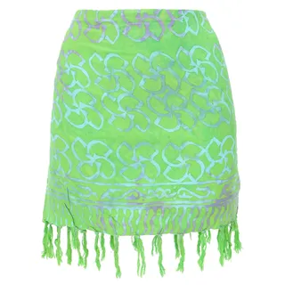 GURU SHOP Kurzer Wickelrock mit Fransen, Strandrock, Viskose, Mini, Damen | Leichtes Material, Slim Fit, verstellbarer Bund, ideal für Urlaub, individueller Boho Look. - 40